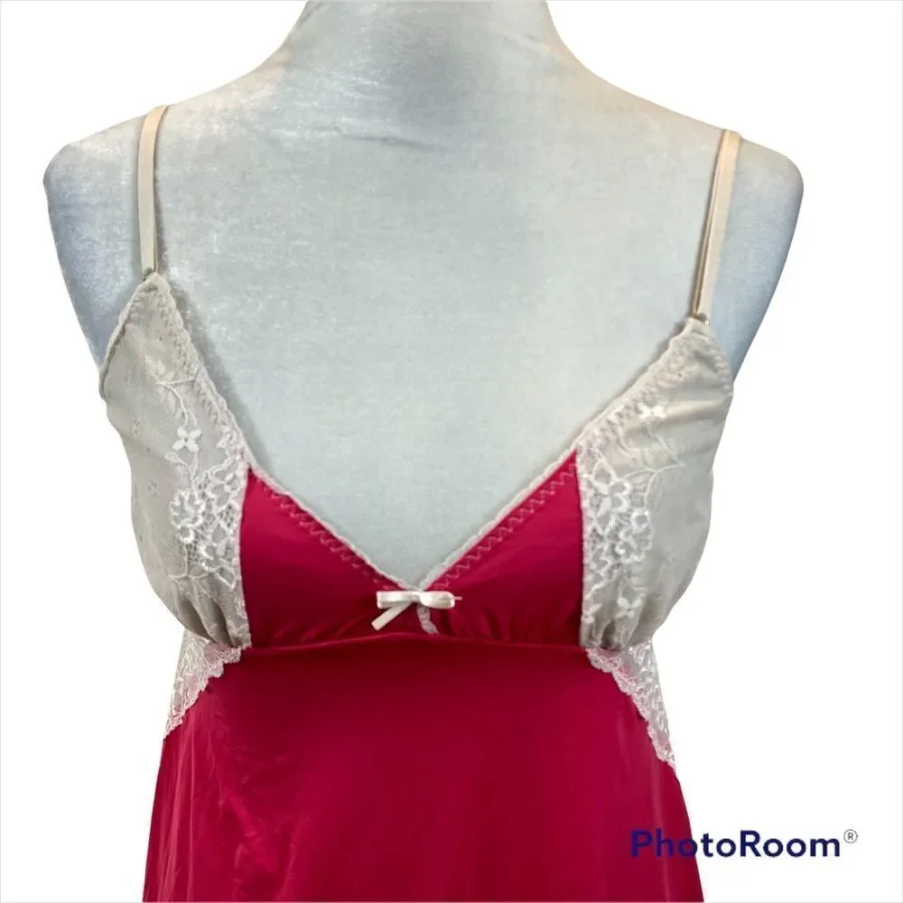 Hope Brand Pink and Ivory Open Back Mini Length Nightgown Lingerie Medium‎